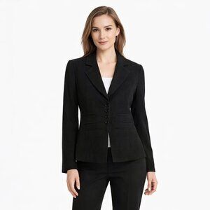 Tahari Arthur S Levine Womens 4 Blazer Black Pinstripe Career Suit Jacket NWT